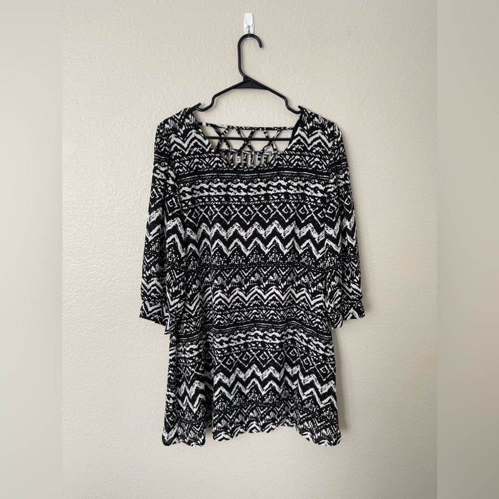 Black and white tribal print dress